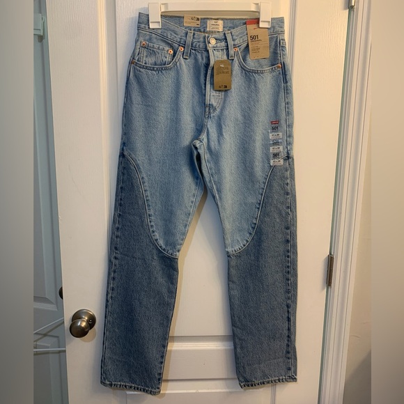 Levi’s 501 Original Chaps Straight Leg High Rise Denim Blue Jeans NEW western - Picture 2 of 8